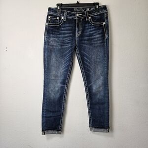 MISS ME embroidered Pockets Contrast stitching Skinny Jeans Size 30